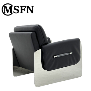 Msfn मूल डिजाइन ब्लेड अवकाश कुर्सी स्टेनलेस स्टील फ्रेम काले अल्ट्रा फाइबर चमड़े के लिए काले अल्ट्रा फाइबर चमड़े के एक्रिलिक उच्चारण - Product Image 4