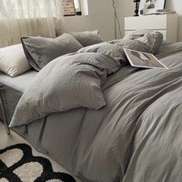 Parure de lit en coton lavé 200TC 32S de haute qualité, ensemble de housse de couette 100% coton, ensemble de draps
