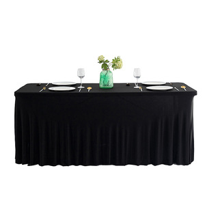 4ft 5ft 6ft 8ft Spandex kéo dài Polyester bảng váy trắng Khăn trải bàn với bảng váy căng trắng Ruffle Khăn trải bàn - Product Image 1