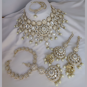 Ensemble de collier semi-nuptial en pierre Kundan plaqué or 10581242WH Ensemble de bijoux fins exquis - Product Image 2