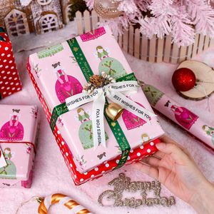 Pink Christmas Wrapping Paper Roll 17in x 33ft Double Sided Eco Friendly Gift Wrap For Baby Shower Birthday Craft - Product Image 4