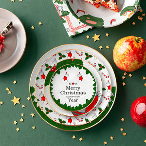 <span class=keywords><strong>Service</strong></span> de table de Noël en porcelaine tendre, <span class=keywords><strong>vaisselle</strong></span> complète du Père Noël, ensemble d'assiettes de Noël - Product Image 3