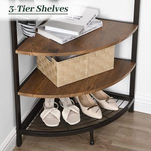 Arbre d'angle industriel, porte-manteau industriel avec des crochets, étagère de rangement pour l'entrée, organisateur d'angle de couloir avec porte-chaussures - Product Image 5