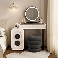 Nouvelle coiffeuse en bois massif laqué à 5 tiroirs, écologique, fabriquée à la main, couleur crème, tiroirs de rangement, style moderne et simple pour la chambre à coucher