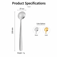 Mini-cuillère en acier inoxydable 304 or et argent pour café, sucre, sel, épices, poudre, dessert, assaisonnement