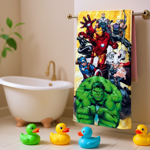 Serviette de bain pour enfants Avengers 100% coton avec personnages imprimés, pour la plage et la salle de bain - Product Image 2