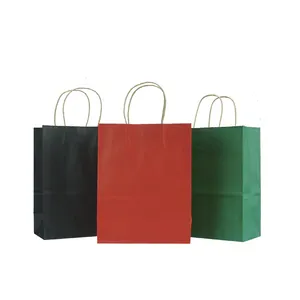 Fiyat olmadan geri dönüştürülebilir renkli Kraft kağıt saplı çanta iş için