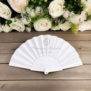QM 2024 Wholesale Hotel Wedding Souvenir Bamboo Handheld Fan Custom Plastic Hand Fan - Product Image 1