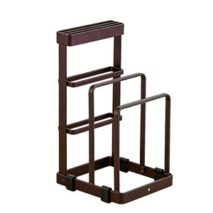 ชั้นวางมีดครัวริปายพร้อมที่วางเขียง อุปกรณ์จัดเก็บอเนกประสงค์สำหรับเครื่องครัว สีกาแฟ - Product Image 3