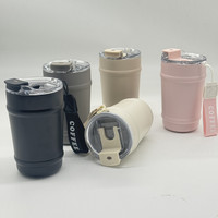 Gobelet isotherme écologique en acier inoxydable 304, tasse à café de voyage, gobelet isotherme sous vide avec cordon et couvercle anti-fuite