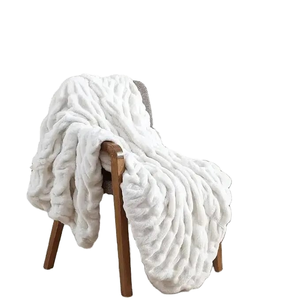 Couverture tricotée en fausse fourrure épaissie de luxe couverture de <span class=keywords><strong>canapé</strong></span> de couleur unie couvre-lit lits d'hiver - Product Image 2