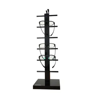 Tienda minorista Led Light-up Acrílico Gafas de sol Display Spinner Floor Stand 72 pares Rotating Eyeglasses Display Rack