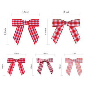 1,5 pulgadas Mini Check Plaid Gingham lazos de Navidad con cinta adhesiva para árbol de Navidad manualidades DIY decoración del hogar - Product Image 3