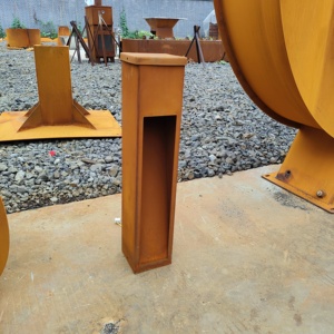 Weathered Rust Corten Steel Bollard Light Outdoor Garden Path <b>Post</b> Lamp - Product Image 6