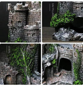 Decorazione per Acquario a Forma di Castello Antico in Resina, Vendita Diretta dalla Fabbrica, Decorazione Paesaggistica per Acquari - Product Image 3