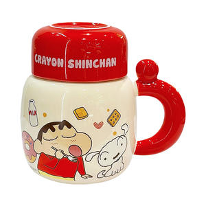 Crayon Shinchan Ceramic <b>Mug</b> <b>With</b> <b>Lid</b> And Handle Leak Proof Gift For Girls Spring 2025 Zuo Mu - Product Image 3