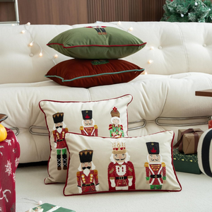 Wholesale 45x45cm New <b>Nutcracker</b> Pattern Embroidered Pillow Cover Winter Christmas Home Decor Sofa Cushion Cover - Product Image 3
