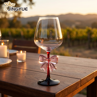 Verre à vin rouge en cristal de 20 oz avec logo personnalisé, nœud papillon, emballage élégant en boîte cadeau en bois pour mariage, événement, célébration