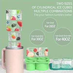 Offre Spéciale : Moule à Glaçons en Silicone 4-en-1 pour Gobelets Stanley de 30-40 oz – Cylindres Creux pour Usage Alimentaire - Product Image 2