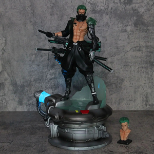 40cm Anime 1 pieza <span class=keywords><strong>Zoro</strong></span> <span class=keywords><strong>figura</strong></span> espada héroe 1/6 estatua Cyberpunk Roronoa <span class=keywords><strong>Zoro</strong></span> <span class=keywords><strong>figura</strong></span> <span class=keywords><strong>de</strong></span> acción 2 cabeza LED modelo PVC colección Juguetes - Product Image 5