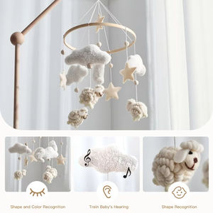 Mobile bébé lune étoiles nuages, étoiles nuages mouton, décoration de <span class=keywords><strong>plafond</strong></span>, jouet apaisant pour nouveau-né, décoration de chambre neutre - Product Image 3