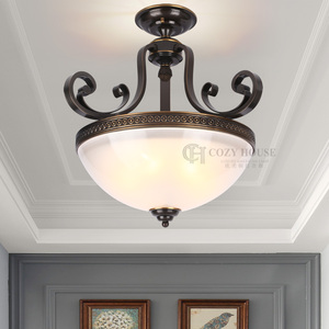 Đèn Trần màu đen retro, Chao đèn thủy tinh tròn, đèn trang trí phòng ngủ - Product Image 2