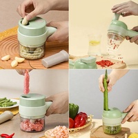 Mandoline portable 4 en 1 de hachoir à légumes électrique, ensemble de coupe-légumes électrique portable, robot culinaire