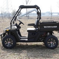 Chariot utilitaire agricole 450cc UTV à basculement assisté par hydraulique, modèle robuste et pratique pour le transport de céréales en vrac, YKgo