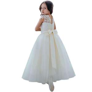 Vestido de Niña con Flores Blancas, Elegante Vestido de Encaje Bordado para Niñas, Diseño de Princesa para Boda, Primera Comunión - Product Image 1