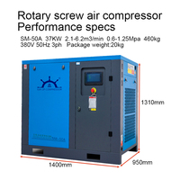 Compresor de tornillo rotativo 208-230V 3Ph 50HP 37KW Sistema de compresores de aire estacionarios industriales comprimidos de aire con secador de tanque de aire