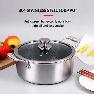 Casserole de cuisson en acier inoxydable 304 à induction personnalisée, facile à nettoyer, de qualité alimentaire, avec revêtement antiadhésif en nid d'abeille et couvercle en verre - Product Image 2