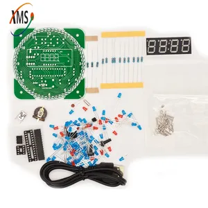 DIY electronic kit led clock kit digital tube Round DS1302 light sensor temperature control DIY build kit