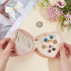 New Compact Heart-shaped Jewelry <b>Box</b> - Portable Ear Stud and <b>Earring</b> Storage <b>Box</b> - Product Image 5