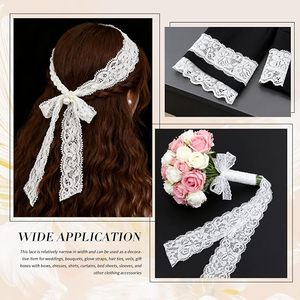 Cinta de encaje floral blanco al por mayor, rollo de encaje elástico festoneado para costura de prendas, vestidos de novia, envoltura de regalos, bricolaje - Product Image 5