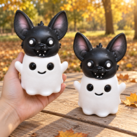 Jouet Squishy Fantôme Chauve-souris d'Halloween en Matériau TPR, Doux à Presser, Sensoriel, Anti-stress, Cadeau Nouveauté pour Fêtes