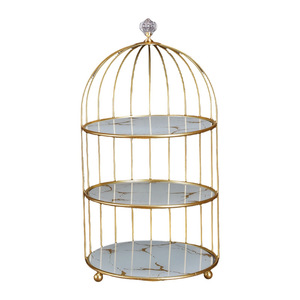 Turning Direction Gold Birdcage Fruit <b>Plate</b> Metal 2 Tier Home Office Dessert Display <b>Rack</b> Storage Stand - Product Image 5