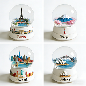 Globe à neige en résine peint à la main, souvenir décoratif pour Noël, mettant en scène des attractions touristiques de Bali, <span class=keywords><strong>Prague</strong></span>, Turquie, Dubaï - Product Image 3