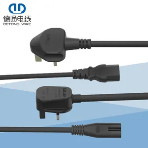 High Quality Insulated Lamps Appliances PVC Insulated UK Laptop Power Cord Plug Extension Cable