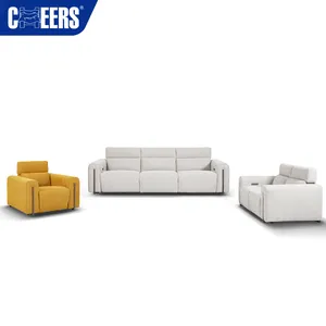 Manwah cổ vũ mới sang trọng Châu Âu đương đại cắt sofa vải điện ngồi có thể ngả sofa bộ đồ nội thất phòng khách