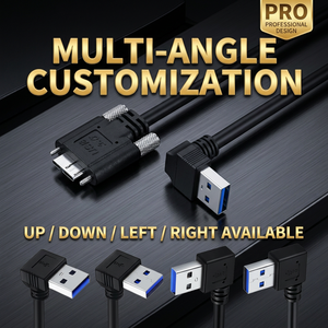 Cable USB-A 3.0 Macho de Ángulo Recto con Conector de Rosca Industrial LUNG KAY para Montaje en Panel, Cable Micro USB B Macho en Ángulo, Carga Rápida de 5A para Impresora - Product Image 2