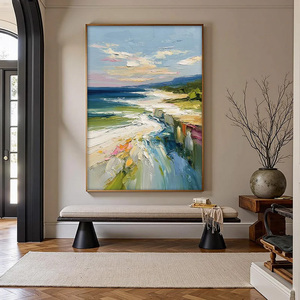 Coastal Embrace Textured Impasto Seascape Oil Painting Home Hotel House Decoration Interior for Wall Decor Decorative Arts - Product Image 4