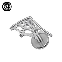 Piercing de mode en titane ASTM F136 G23, personnalisé, motif toile d'araignée ajourée, barre plate à filetage interne, pour oreille et lèvre