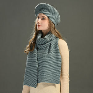 Chapeau <span class=keywords><strong>béret</strong></span> épais et chaud en laine, cache-cou, <span class=keywords><strong>béret</strong></span> en cachemire de luxe, <span class=keywords><strong>ensemble</strong></span> bonnet et <span class=keywords><strong>écharpe</strong></span> en tricot pour femmes, vente en gros - Product Image 5