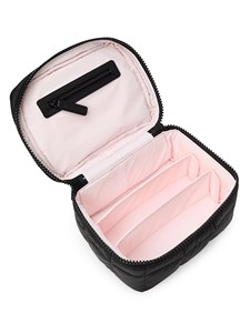 Nouvelle trousse de maquillage imperméable de grande capacité avec logo personnalisé pour femmes, trousse de maquillage matelassée brillante à plusieurs poches pour femmes - Product Image 3