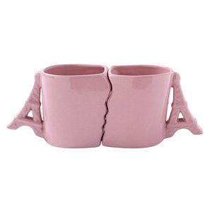 Tasses en céramique en forme de cœur 380 ml, en porcelaine, cadeau pour couple, design original - Product Image 4