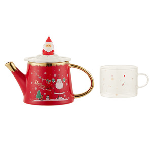 Turco nuovo stile regalo di viaggio tazza piattino Bone China Fine Royal porcellana ceramica teiera da caffè Set di tazze da tè di natale con teiera - Product Image 1
