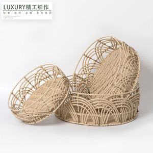 Handmade Woven Oval Rattan <b>Storage</b> <b>Basket</b> Eco-Friendly Desktop Organizer For Home Hotel Living Room - Product Image 5