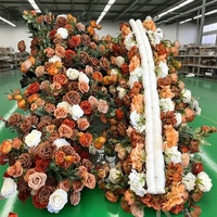 Orange Caramel Serie Handgefertigte Luxuriöse 5D Blumen Rosen Seide Hochzeits-Hintergrund Sofa Tischläufer Party Event Dekoration