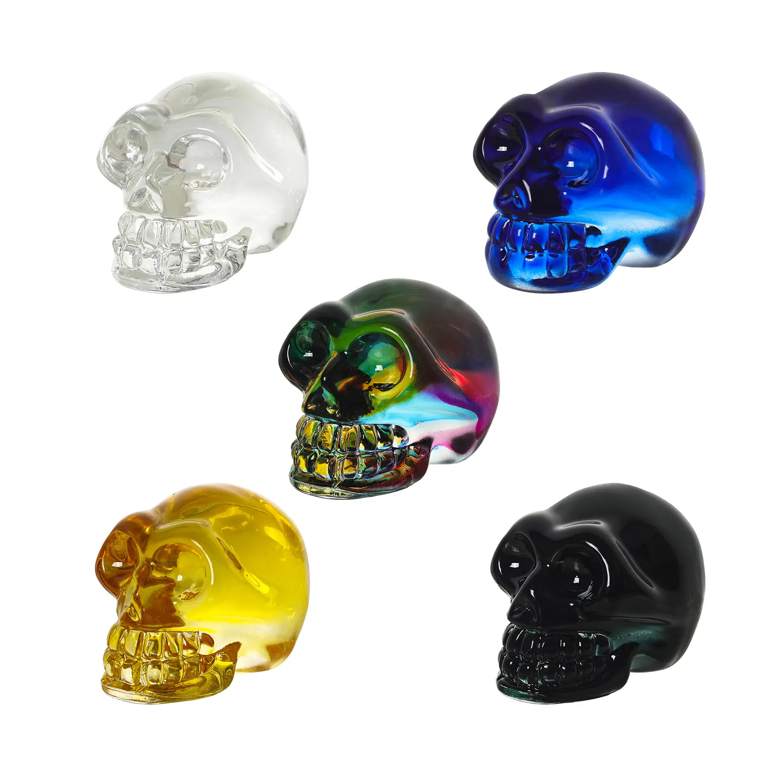 Halloween 5 Stuks Mini Set Crystal Decor Beeldje Gesneden Menselijk Hoofd Sculptuur Ornamenten Voor Kunst Kamer Decoratie