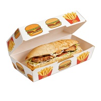 Boîtes à hamburgers personnalisées en carton blanc de qualité alimentaire, écologiques, biodégradables, avec logo en feuille d'or, finition brillante